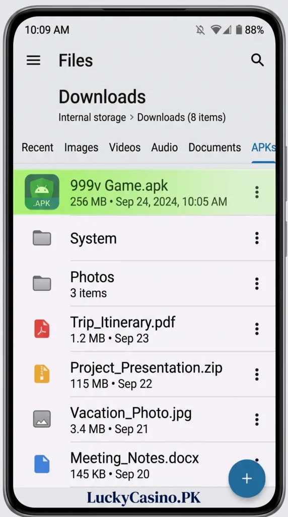 APK file in Android Downloads folder