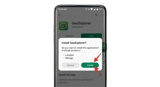 Android APK installation screen