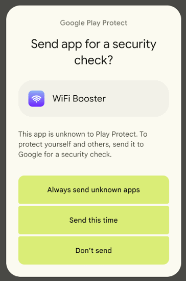 Google Play Protect app scan on Android